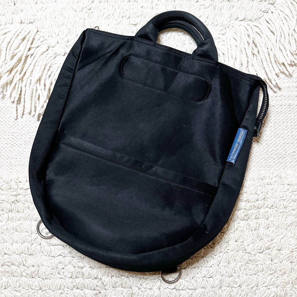 YOSHIKI HISHINUMA vintage black neoprene scuba zippered handbag